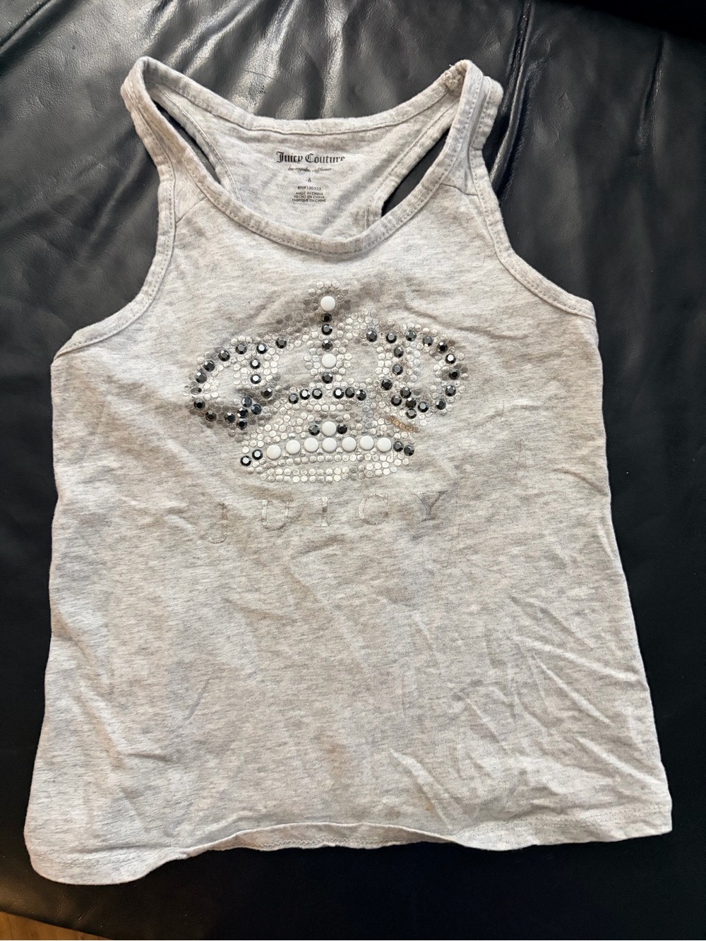 Juicy Couture Girls' Light Gray Embellished Tank Top Sz 6